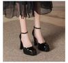 Fashion New Mary Jane High Heels Women's Fashion Round Toe Shallow Mouth One Line with Platform Anti-Slip Wear-Resistant High Heels