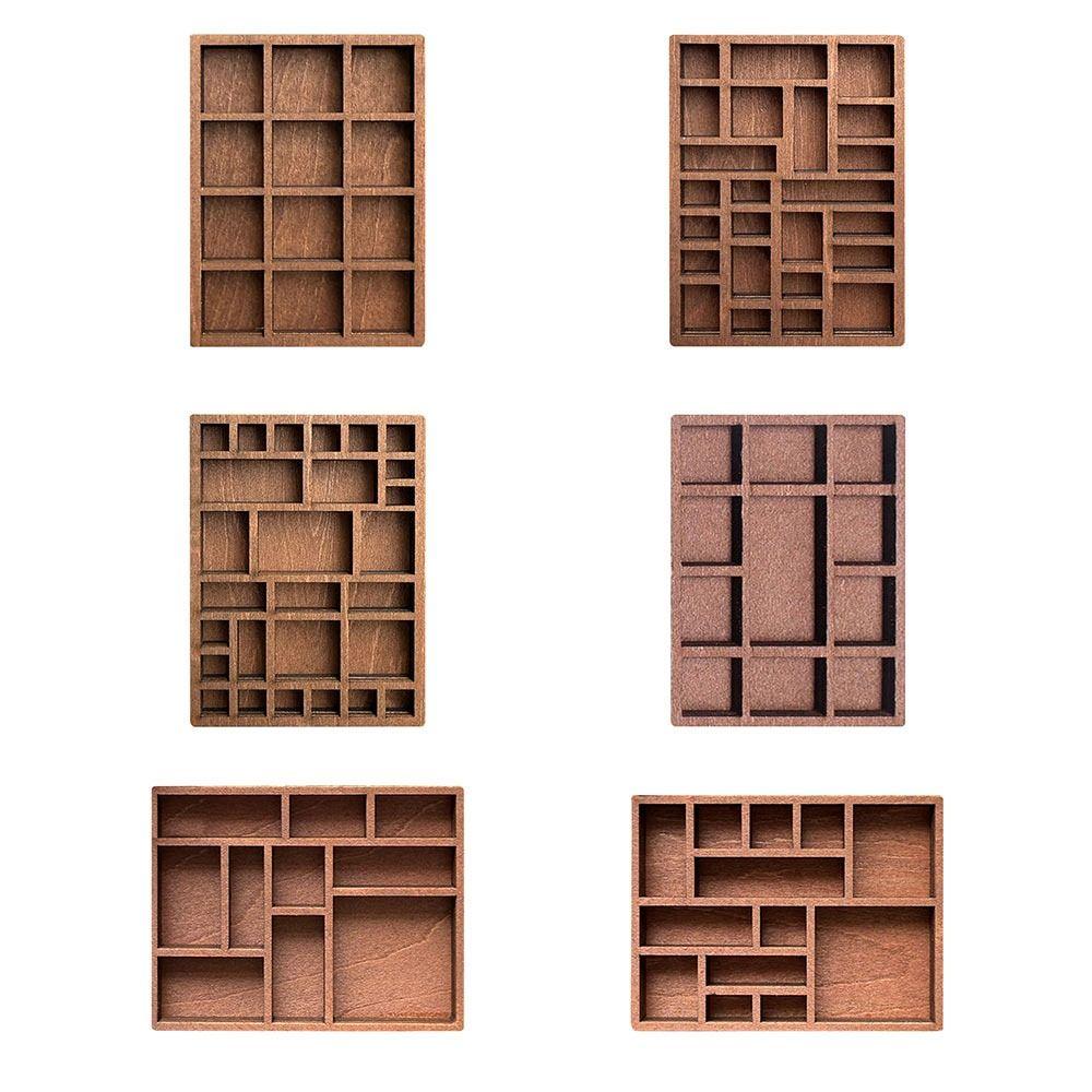 Variety Grids Mini Jewelry Holder Brown Dollhouse Shelf NEW Miniature Trinket Shelf Ornaments