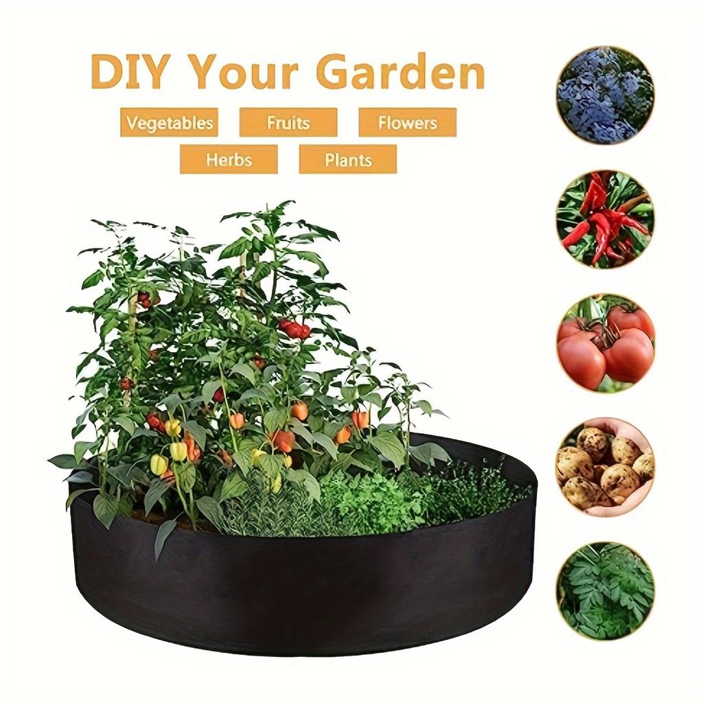 3-pack 30 gallons rund tygplanteringsbädd för grönsaker, frukter, blommor, örter, trädplanteringspåse - Lättviktig