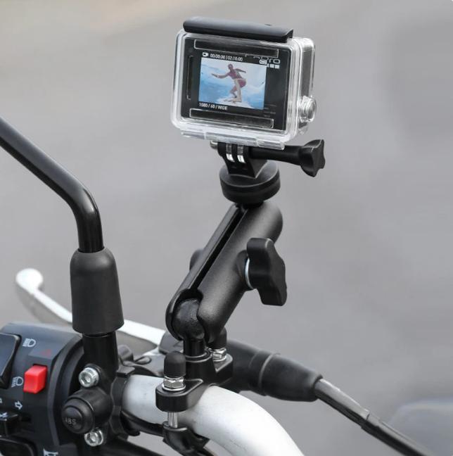 Suport pentru ghidon de motocicletă la 360°, suport din aluminiu pentru bicicletă, pentru GoPro Hero 12 11 10 9 8 Insta360 Osmo Action Camera, accesorii
