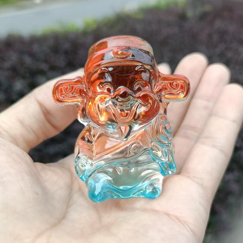 Crystal Glass God of Wealth Ornament: Home & Wedding Decoration Gift