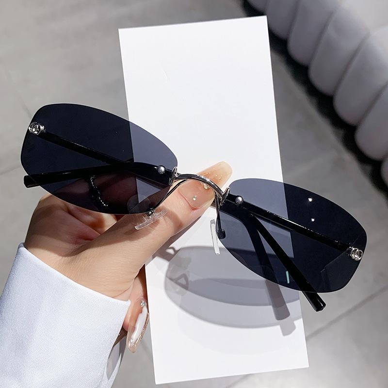 Metal Square Rimless Sunglasses Woman Retro Brand Small Rectangle y2k Sun Glasses Male Vintage Travel Fashion Eyewear