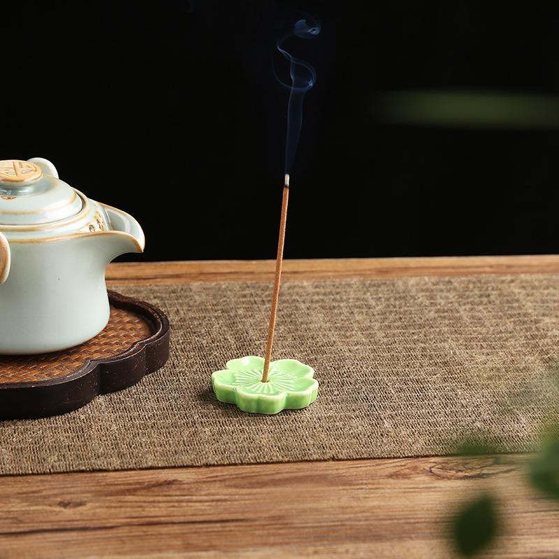 Ceramic Cherry Blossom Incense holder wax melt Burner sahumerios holder Aromatherapy Office Teahouse Living Room Ornament XX007