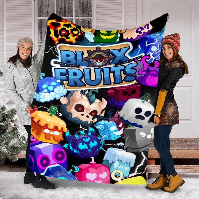 Coperta Stampata Tema Blox Fruits - Perfetta per Divano, Letto, Viaggio e Uso Esterno | Lavabile in Lavatrice, Accogliente e Durevole.