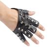 Half Finger Gloves for Men and Women Punk Street Dance Rivets for Half Finger Leather Gloves for Revealing Fingers on Stage Break Dance Gloves