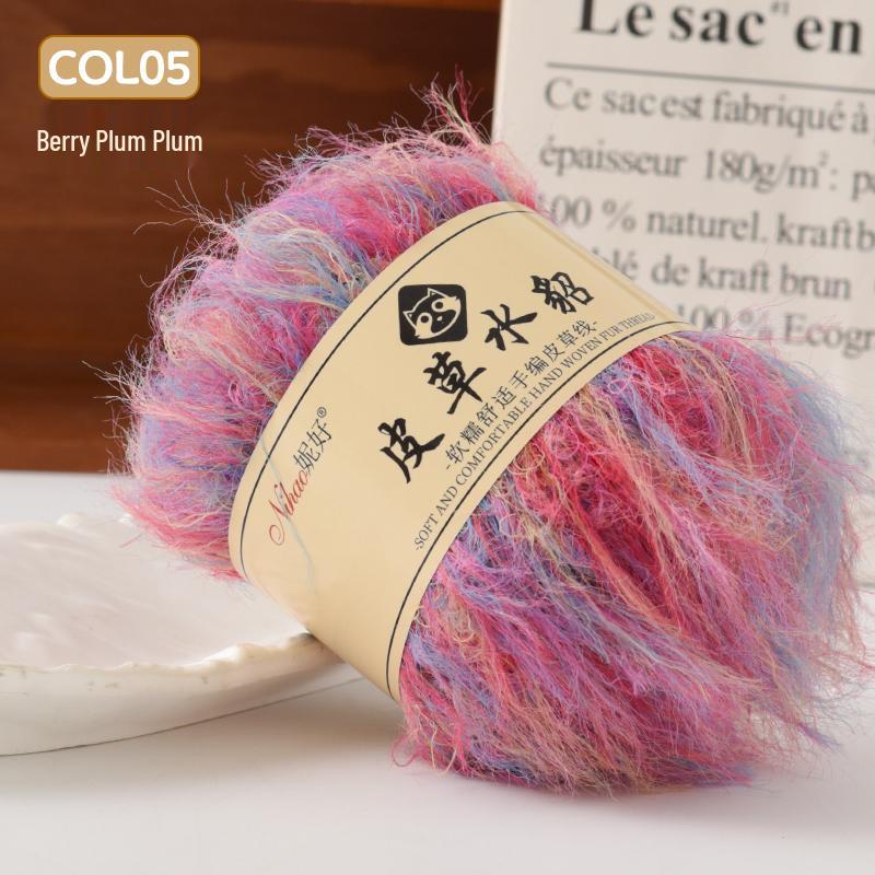Hand-Knitted Coral Velvet Mink Yarn Pack for Scarves & DIY Projects