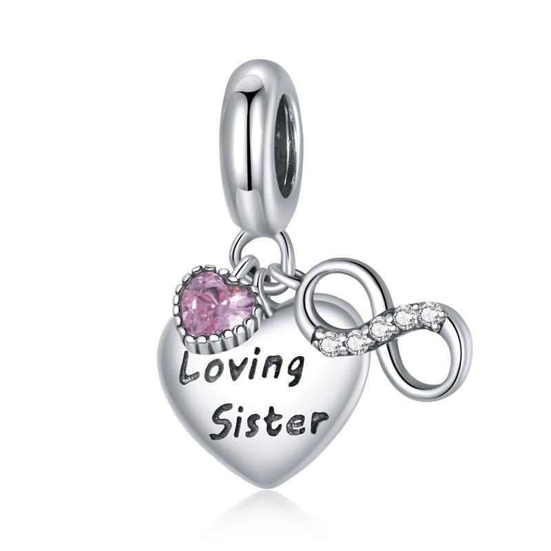 WOSTU Hot Sale 925 Sterling Silver Heart Charm Dangle Mum Beads Fit Original Charm Bracelet Bangle Jewelry Making DIY Gift