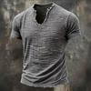 Heren T-shirt met korte mouwen, V-hals, rafelige rand, effen kleur, casual