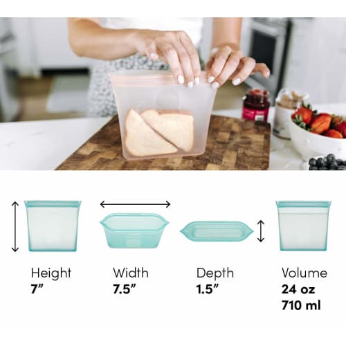 Zip Top Silicone Storage Bags, 710ml, for Sandwiches, Microwave, Freezer, and Dishwasher Safe, Made with Platinum Silicone, Non-Toxic, Frosted White