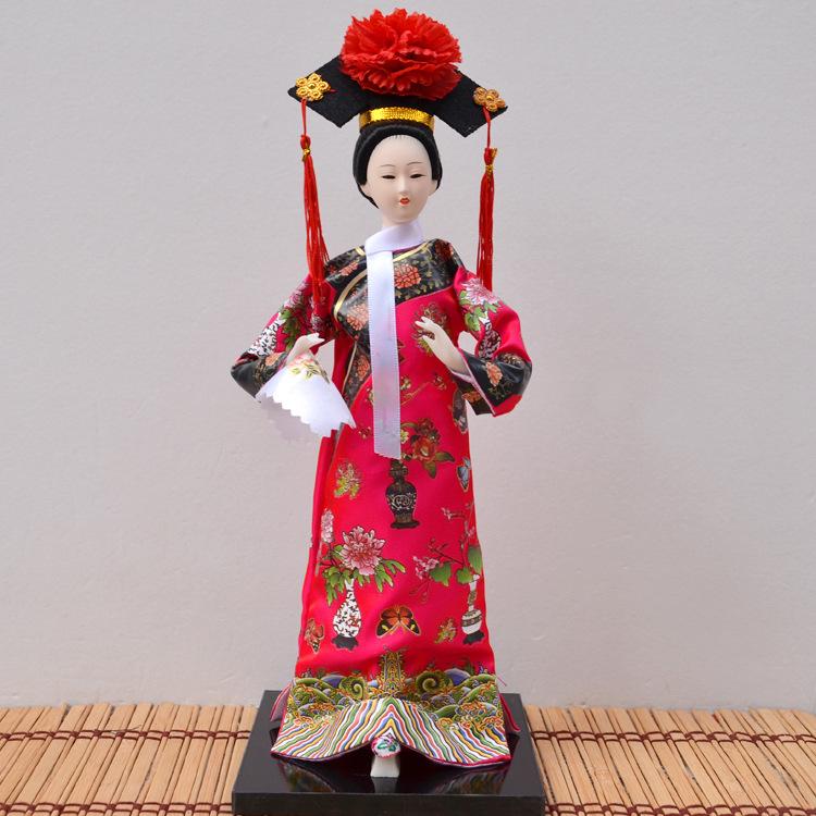 Q-Version Qing Dynasty Princess Silk Doll, Forbidden City Manchu Palace Figurine, Chinese Cultural Souvenir & Decor