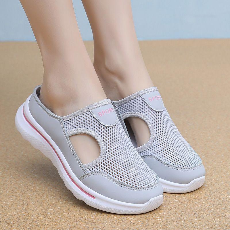 

Baotou Half Slippers for Women In Summer Anti Slip Elderly Mesh 36