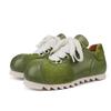 Johnature Genuine Leather Women's Shoes Casual Sports Lace-up Round Toe Versatile Flat Shoes