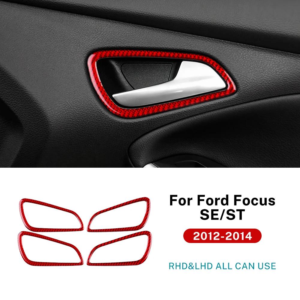 For Ford Focus SE ST Ecoboost 2012 2013 2014 Real Soft Carbon Fiber Sticker LHD RHD Car Door Handle Frame Panel Trim Accessories
