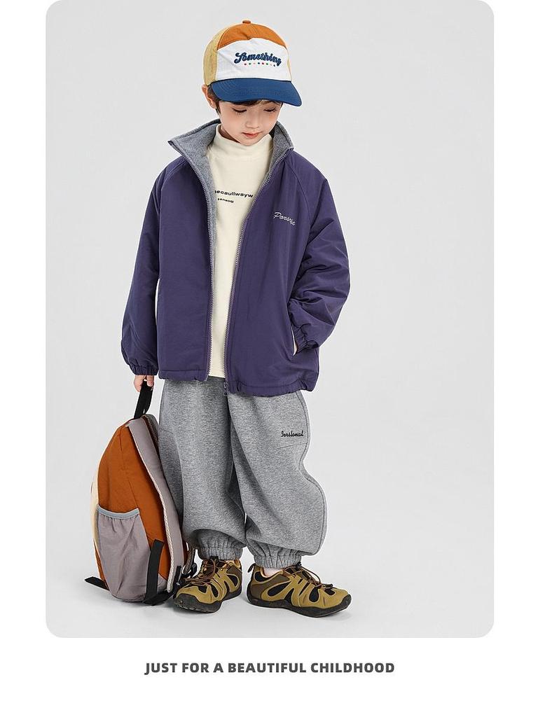 Boys' Fleece-Lined Jacket - Fairy Tale Memory, Autumn-Winter 2025 Collection, Medium-Large, Thickened Winter Wear.