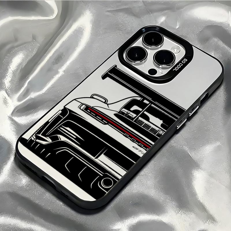 Vintage Trend Trendy Sports Car Mirror Shockproof Phone Case For IPhone 17 17E 16 15 14 13 12 11 Pro Max