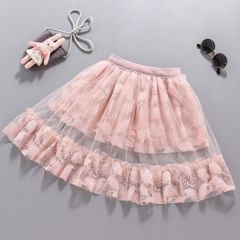 Children's Clothing Girls' Half Skirt Summer Children's Mesh Skirt Long Skirt Girls' Puffy Skirt Lace Pleated Skirt