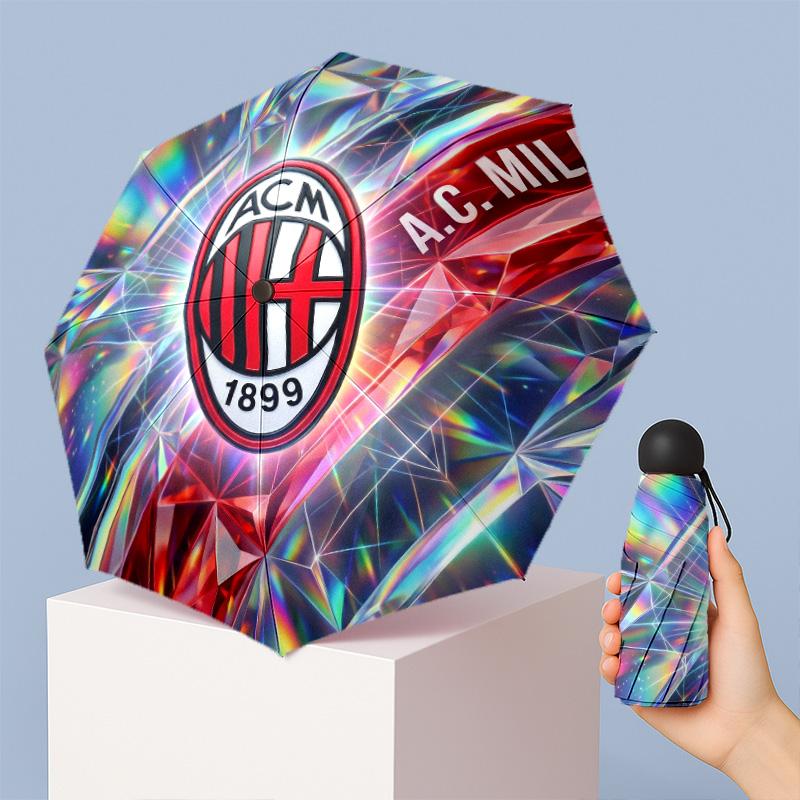 AC Milan Pattern Printed Mini 5 Folds 8 Ribs Compact Umbrella Windproof Waterproof Lightweight Portable Folding
