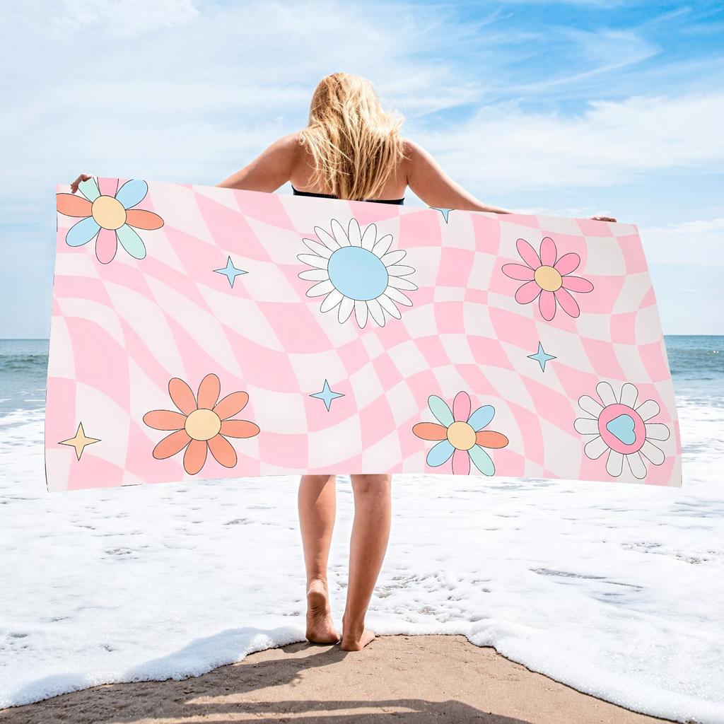 Colorful Mermaid Scale Beach Towel Pastel Pink Purple Polyester Bath Towel Quick Dry Sand Free Blanket for Women Summer Travel