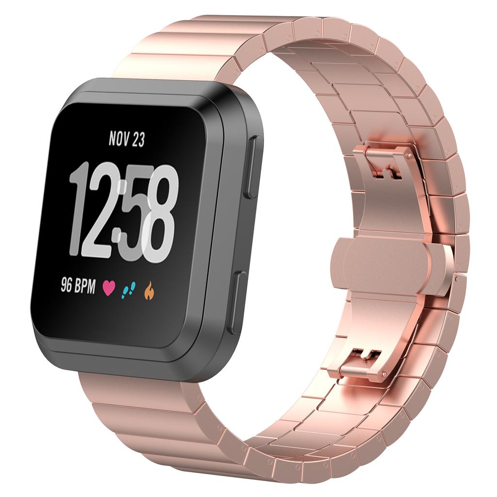23mm Stainless Steel Butterfly Buckle Watch Strap Replacement for Fitbit Versa