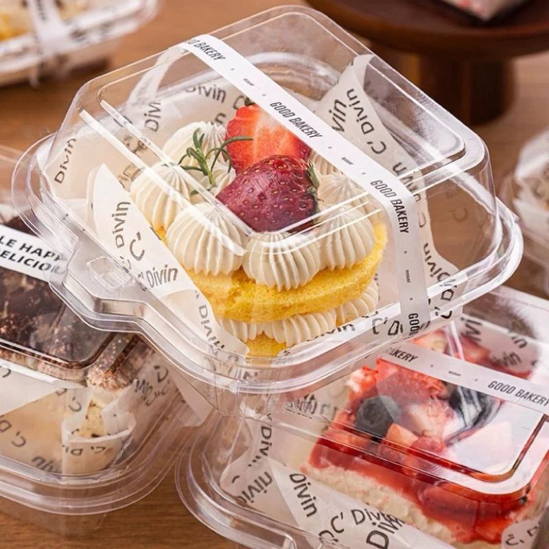 10/50 Piezas Utensilios de Cocina para Hornear Plástico Transparente Almeja Bento Caja para Pastel V2 Estética Caja de Embalaje para Tiramisú