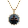 Custom Gold Plated Brass Hip Hop Picture Necklace Cubic Zirconia & Memory Medallion with Circle Chain Unique Personalized Design
