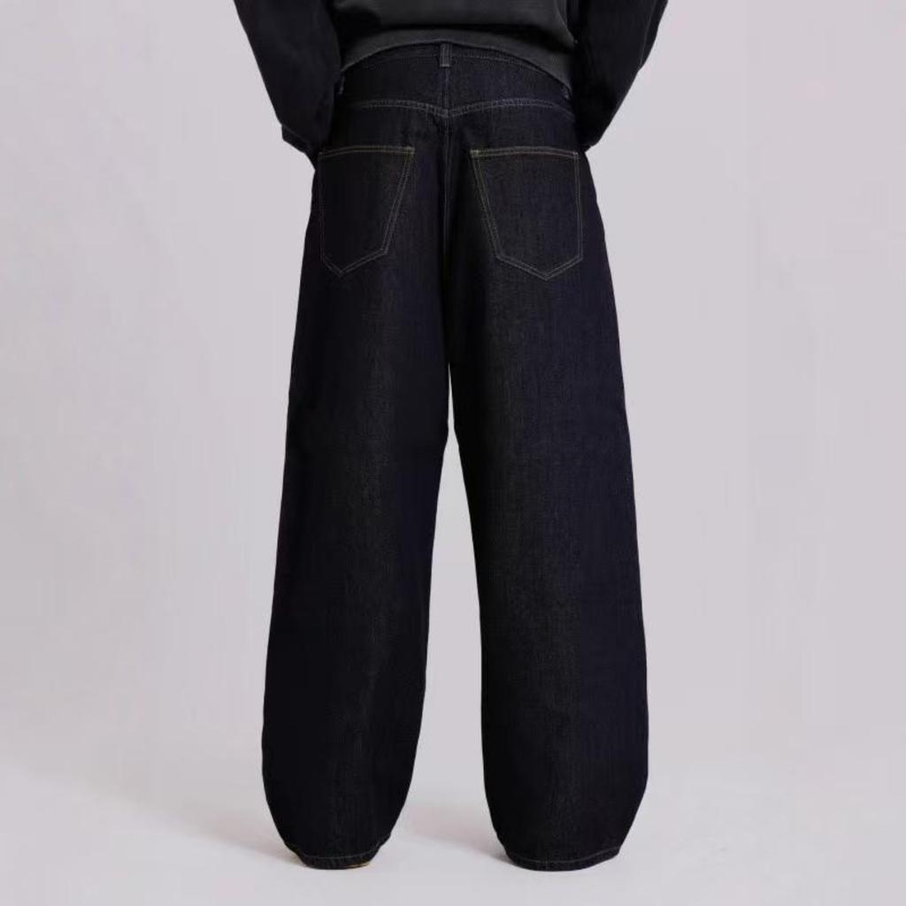 LUXEON American-style Street Letter Printed Jeans, Straight-leg Trendy Brand Loose Denim Pants