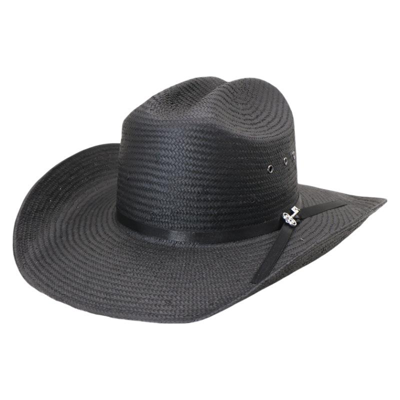 Stiff Five-Point Papyrus Knight Hat Western Panama Cowboy Hat Spring Summer Men'S Sun Hat
