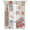Bunte Londoner Symbole Transparente Vorhänge für Wohnzimmer Durchsichtiger Tüll Fenstergardine Schlafzimmer Küche Heimdeko Schleier Drapierungen