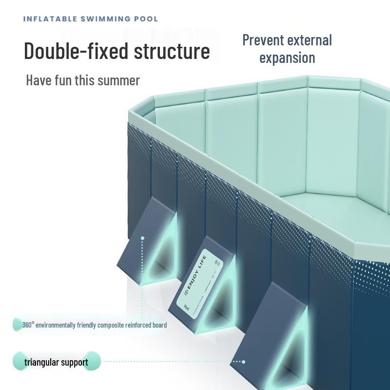 Blue No-Installation Inflatable-Free Family Swimming Pool for Outdoor Home Use - Ready for Immediate Use