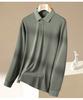 Spring Business Leisure Net Eyeball Ground Cotton Solid Color Versatile T-shirt Long Sleeve Polo Shirt for Men