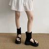 [Fanfna] Summer new retro platform Roman cool boots women's fashion set toe high-top sandals heightening short boots