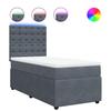 Box Spring Bed with Mattress Dark Grey 90 x 190 cm Velvet