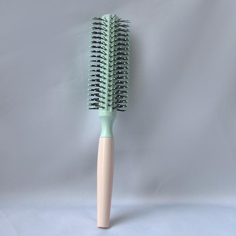 Super Hair Brush Plastic Barrel with Nylon Bristles with Anti Slip Handle Small Volumizing Hair Brush Comb