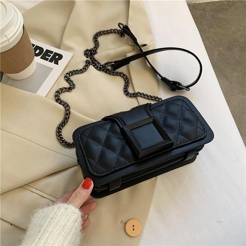 

Осенне-зимняя женская сумка-мешок с нитками для шитья, квадратная сумка из искусственной кожи с цепочкой, новая модная универсальная сумка на одно плечо (20cm<Max Length<30cm)