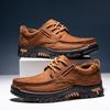 Fashion Spring and Summer Outdoor Sports Men Hiking Leather Shoes Breathable Top Layer Cowhide Casual Leather Shoes