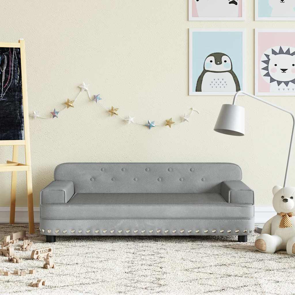Kids Sofa Light Grey 90 X 53 X 30 Cm Velvet