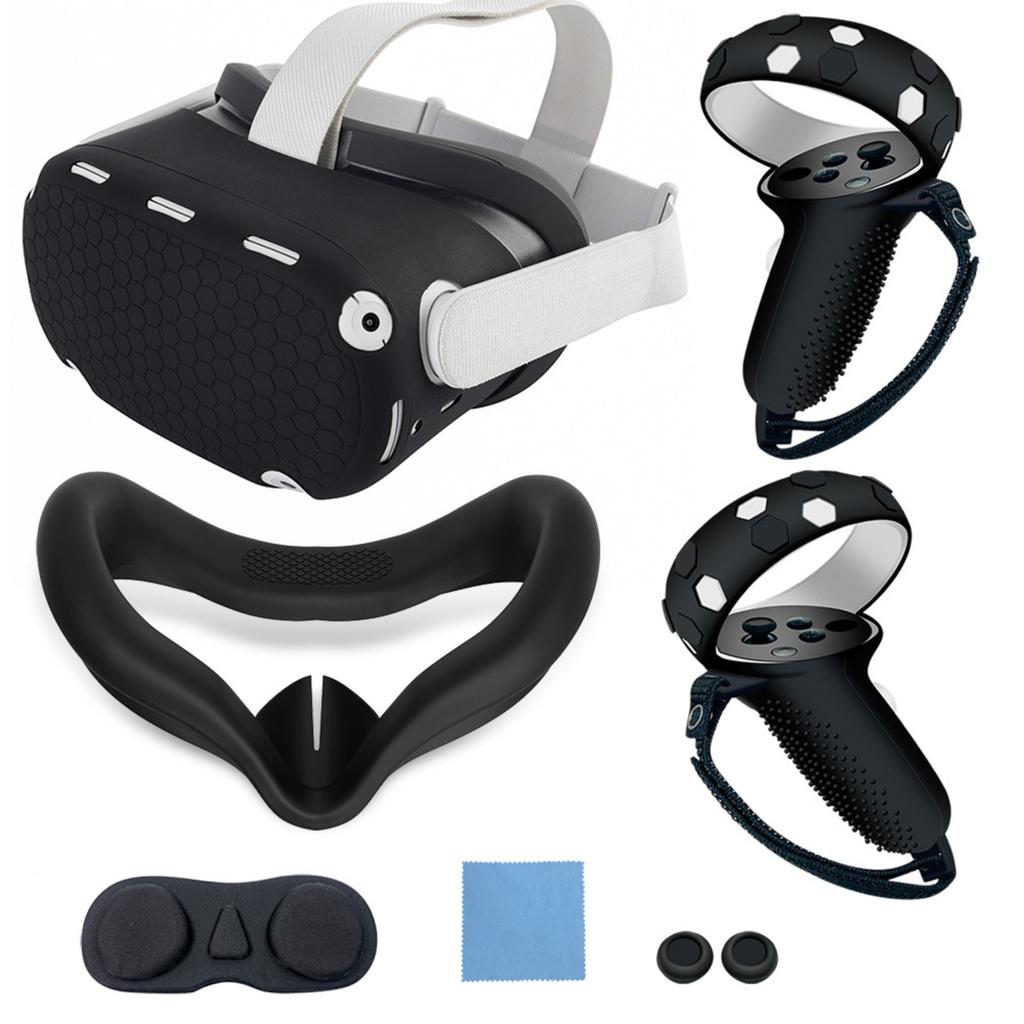 Compatible with Oculus Quest 2 Accessories, VR Silicone face Cover, VR Shell Cover,Compatible with Quest 2 Touch Controller Grip Cover
