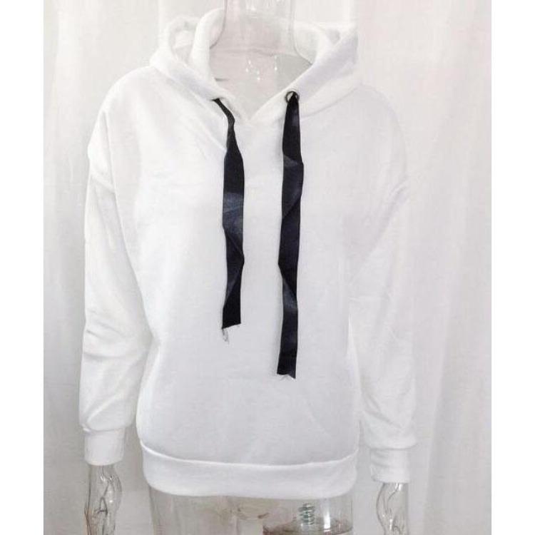 Womens Hooded Pullover Sweater Long Sleeve Loose Top Coat Plush Thickened Mid Length Funny European Style XXXL белый 1490₽