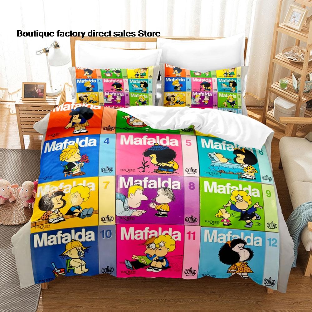 2D Mafalda Bedding Set Single Twin Full Queen King Size Bed Set Kids Bedroom Duvetcover Sets Anime Mafalda Bed