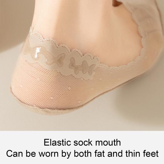 1 Pair Women Lace Socks Breathable Sweat-Absorbent Anti-Slip Shallow Mouthed Mesh Invisible Boat Socks