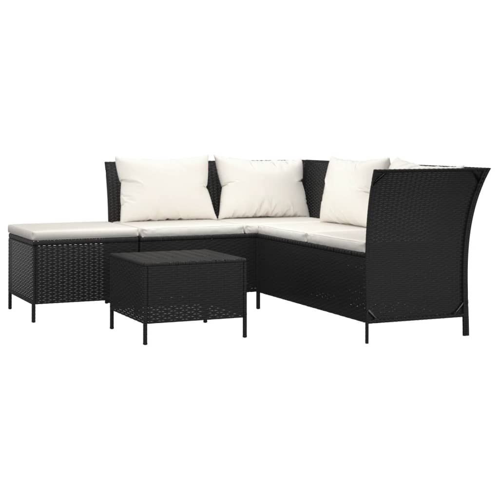 Vidaxl 4-Piece Lounge Set With Cushions, Poly Rattan