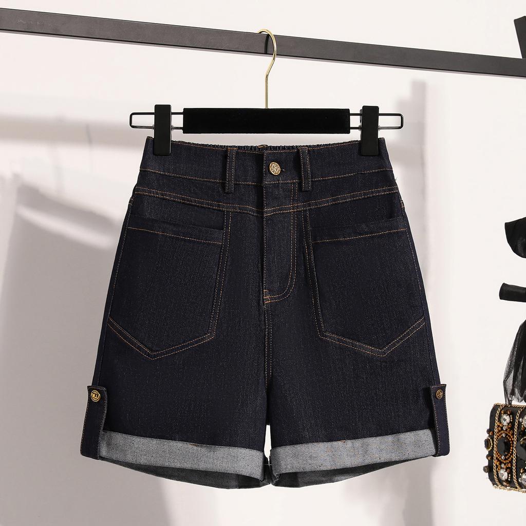 DIMANAF Plus Size 2025 Women Shorts Pants Summer Elastic Loose Jeans Short Basic High Waist Casual Harem Pants 5XL