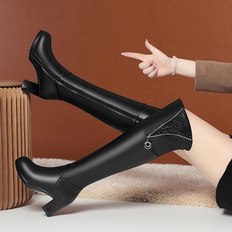 Fashion AIYUQI Women Thigh High Boots New Winter Women Over-the-Knee Boots Genuine Leather Large Size Wool Warm High Heel Women Boots