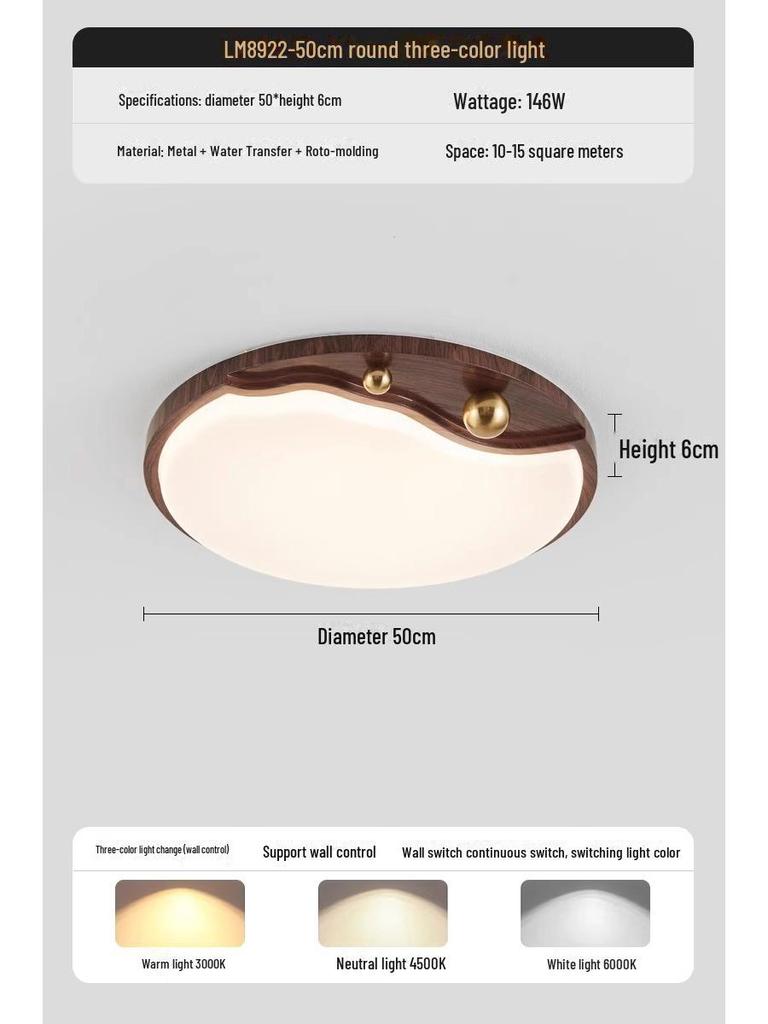 American Retro Walnut Ceiling Lamp: 2024 New Medieval Style for Living Room or Bedroom