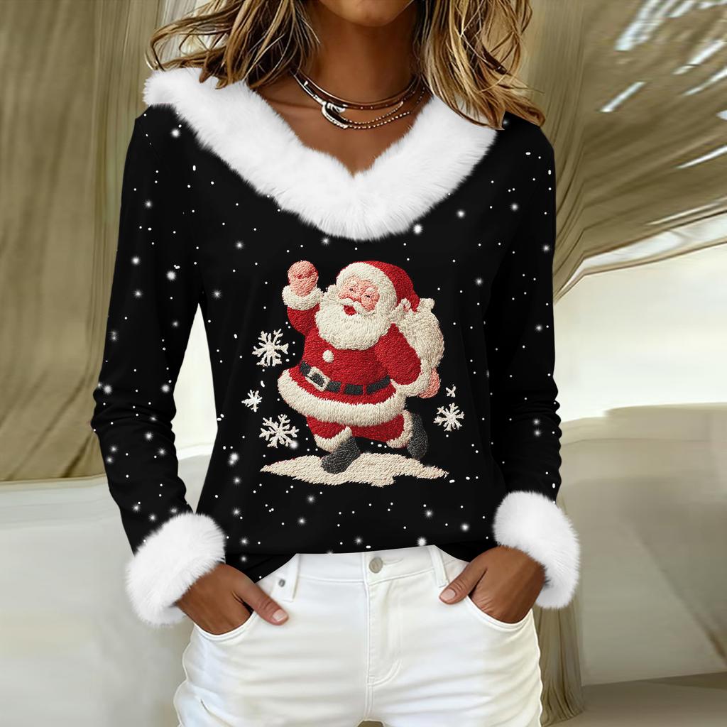 Long Sleeve Shirts For Women Cute Tops Christmas Prints Tees Blouses Casual Plus Size Basic Tops Pullover