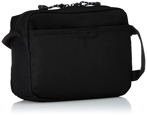 Bolsa Transversal Clássica com Fita de Logo em Nylon para Uso Externo, Mini Bolsa de Ombro/Média, Preta, Tamanho Único