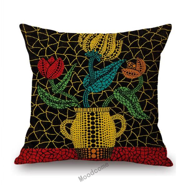 Modern Polka Dots Art Flower Vase Butterfly Pumpkin Yayoi Kasuma Japanese Style Cotton Linen Sofa Pillow Case Car Cushion Cover