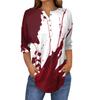 Women's Fashion Loose Button Collar Halloween Print Long Sleeve T-Shirt Top Pullover