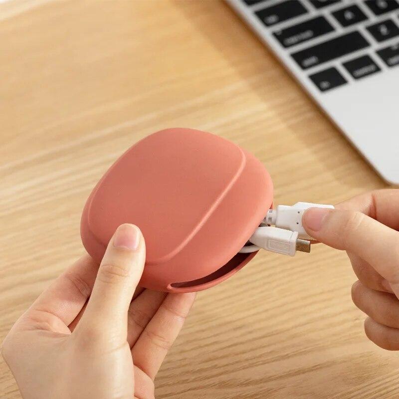 Cutie de depozitare portabilă pentru cablu de date, pentru căști, simplă pentru telefon mobil, pentru cablu de date, pentru organizarea cablurilor, din silicon, cutie de depozitare drăguță pentru monede