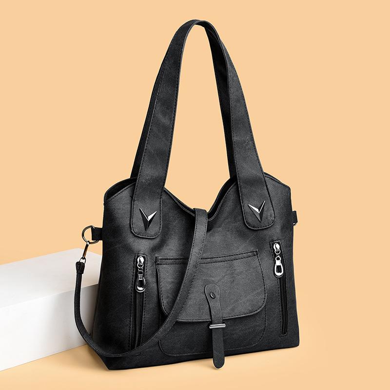Fashionable Large-capacity Tote Bag, Casual Handbag, Single-shoulder Crossbody Bag, Commuting Bag, Large Bag чёрный